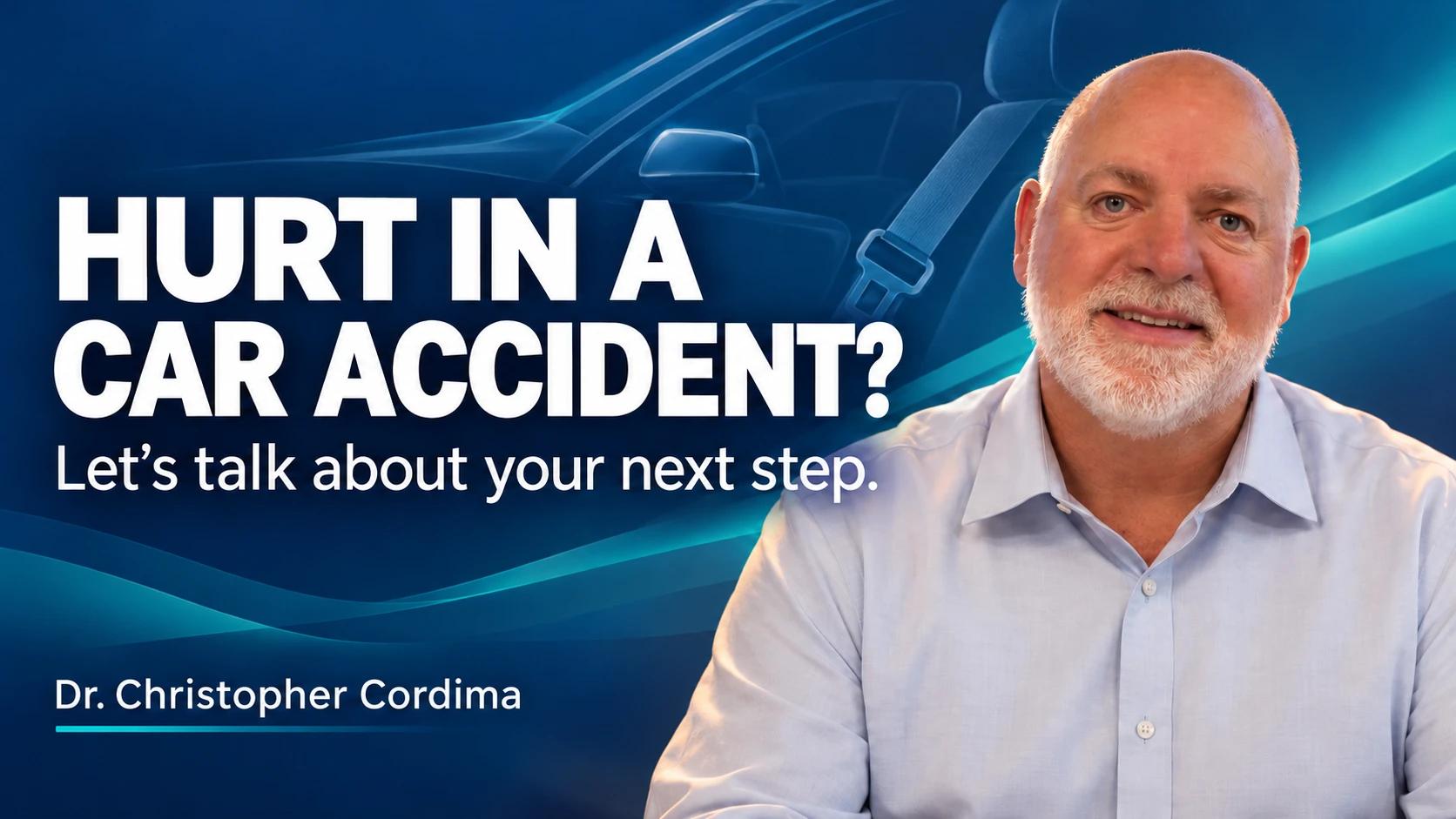 Dr. Christopher Cordima smiling. Auto injury? Let’s talk about your options.