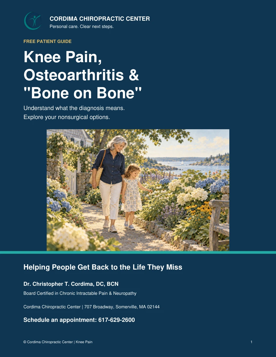 Knee Pain, Osteoarthritis & "Bone on Bone" patient guide by Dr. Christopher Cordima